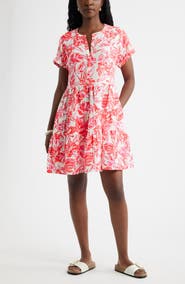 Caslon® Cotton Gauze Tiered Popover Dress