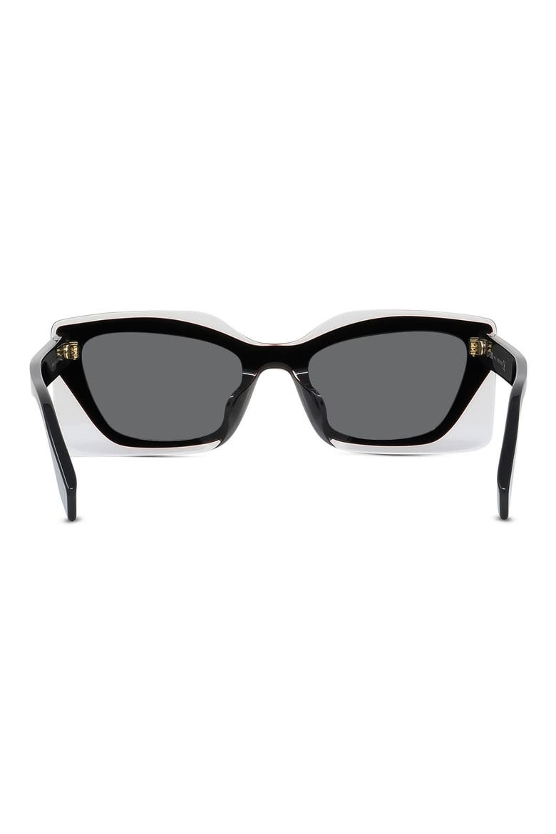 'Fendi 53mm Rectangular Sunglasses, Alternate, color, SHINY BLACK / SMOKE
