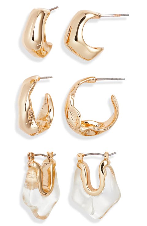 Set of 3 Organic Shape Hoop Earrings