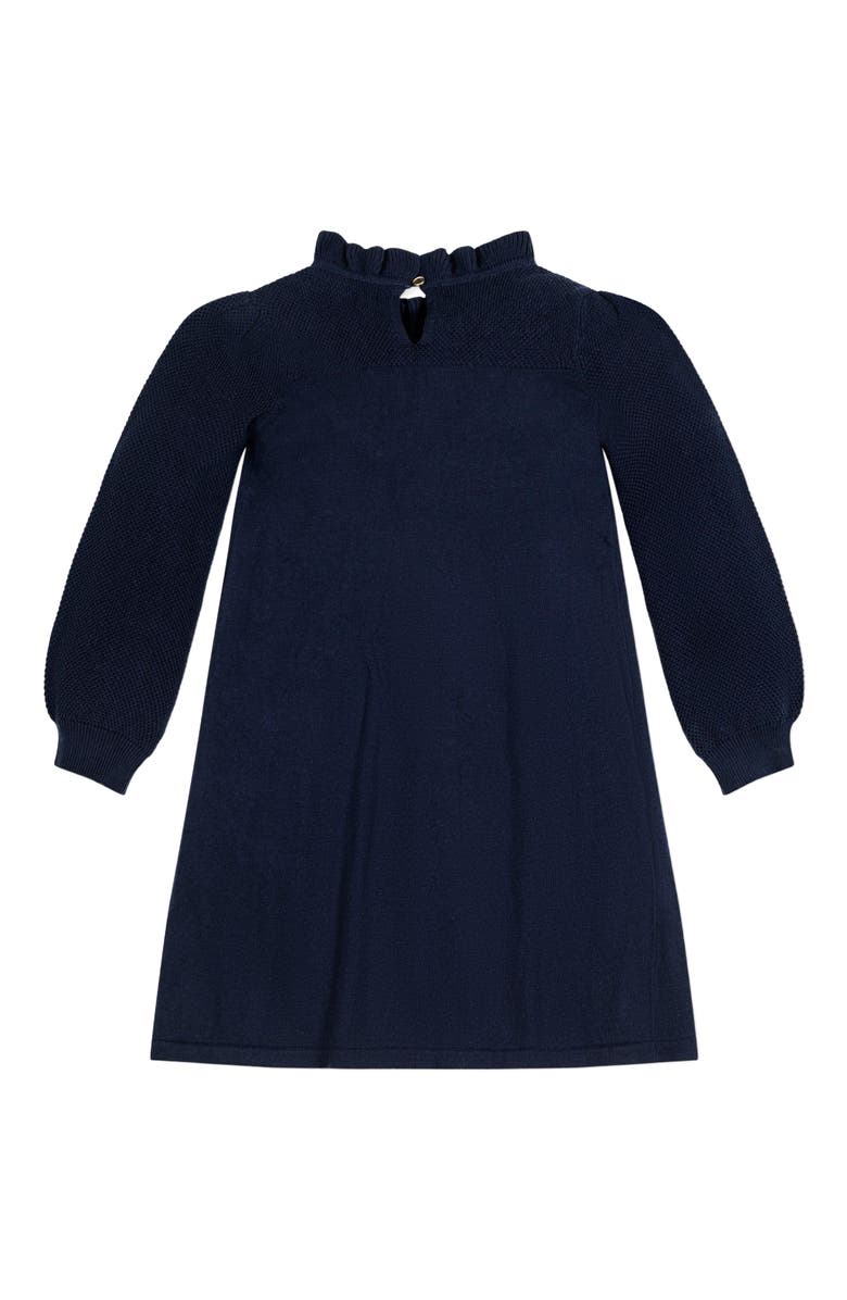 Hope & Henry Baby Girls' Organic Ruffle Neck Sweater Dress, Infant, Alternate, color, 