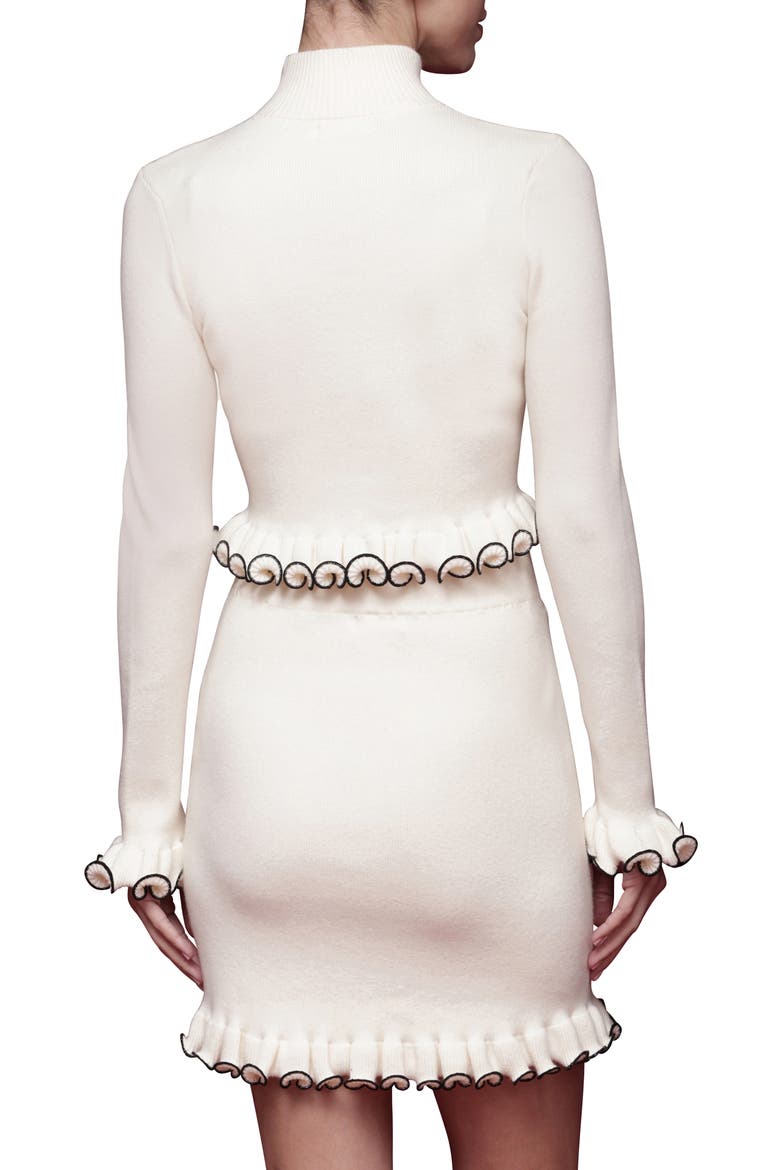 Ruffle Trim Mock Neck Sweater, Alternate, color, CREAM
