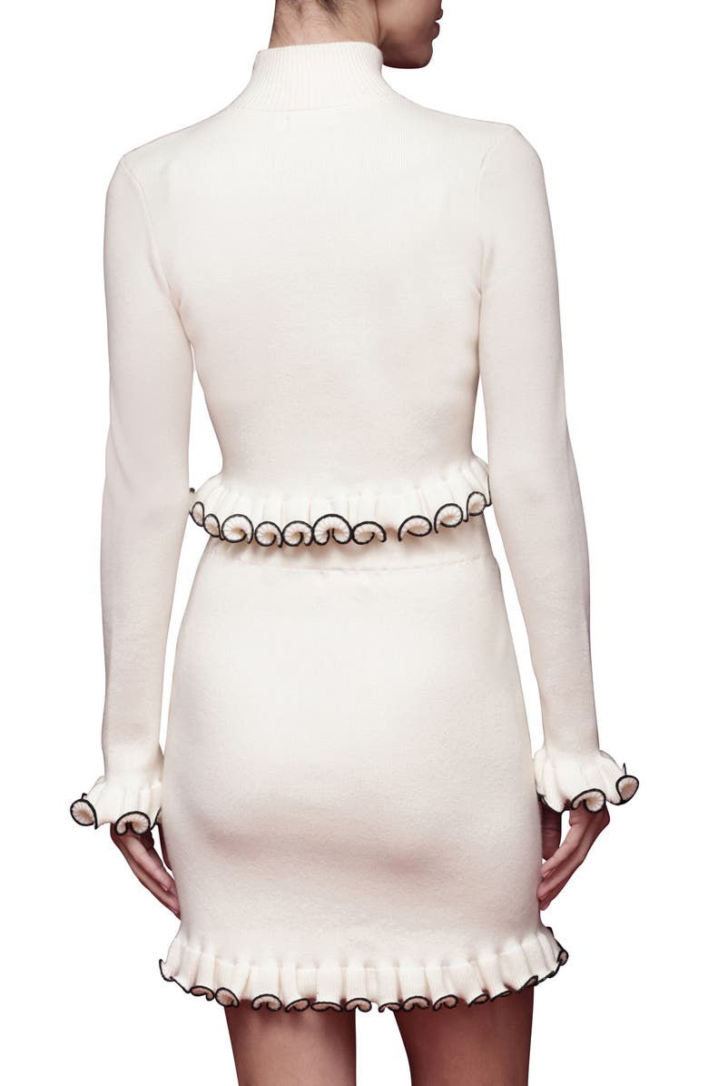 Avec Les Filles Ruffle Trim Mock Neck Sweater, Alternate, color, Cream