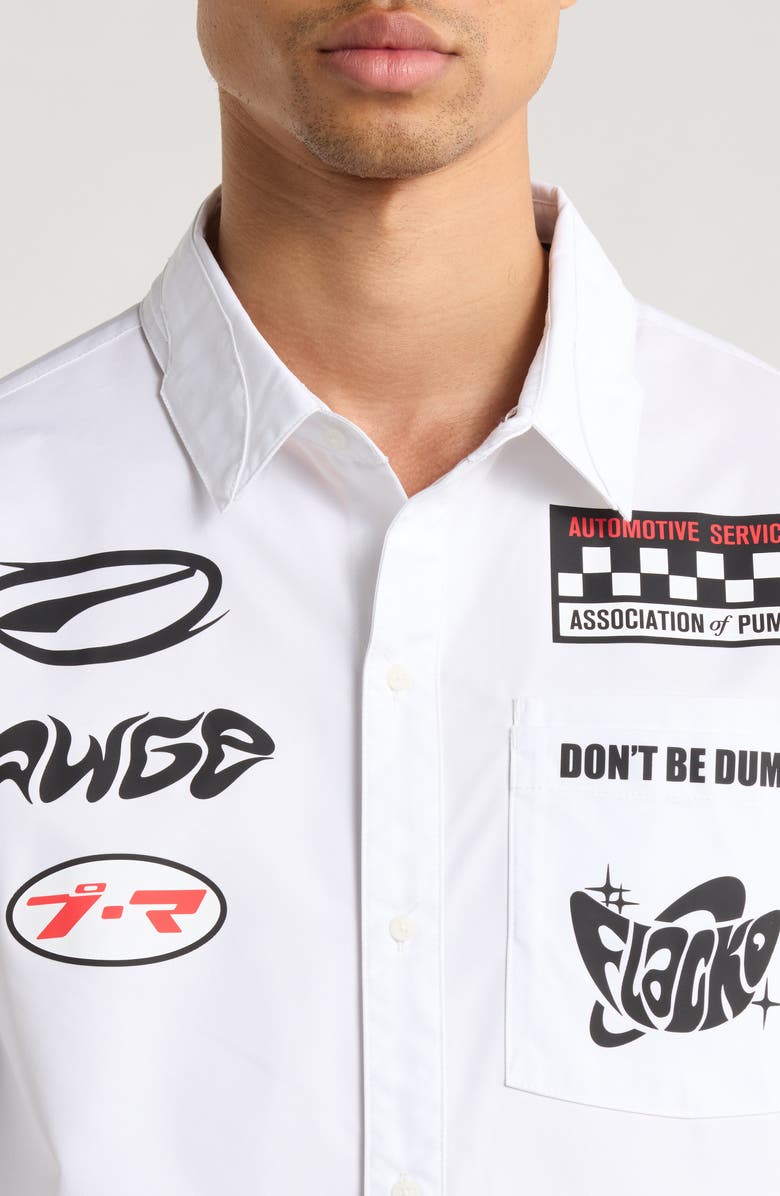 PUMA x A$AP Rocky Layered Pit Crew Button-Up Shirt, Alternate, color, Puma White