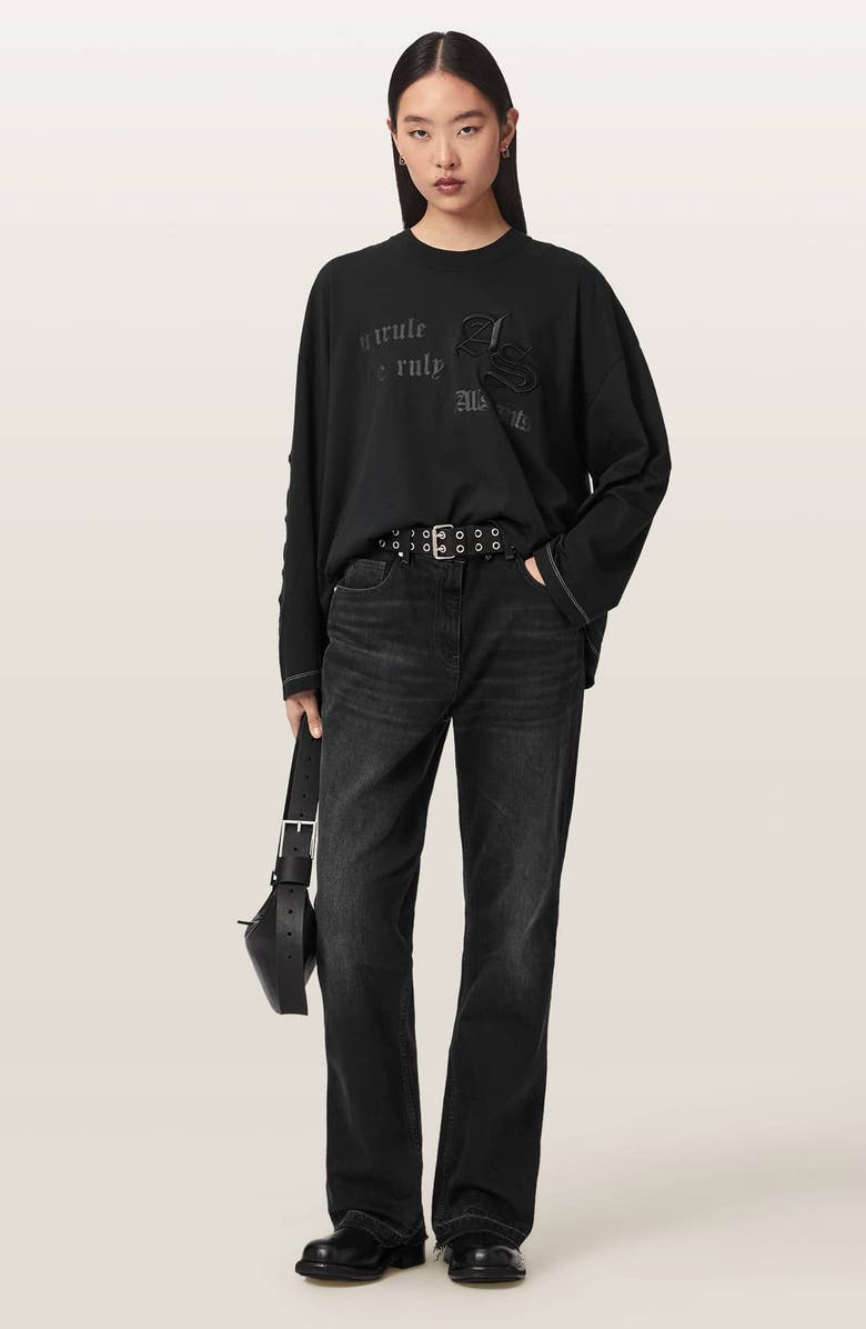 AllSaints Fable Bootcut Jeans, Alternate, color, Washed Black