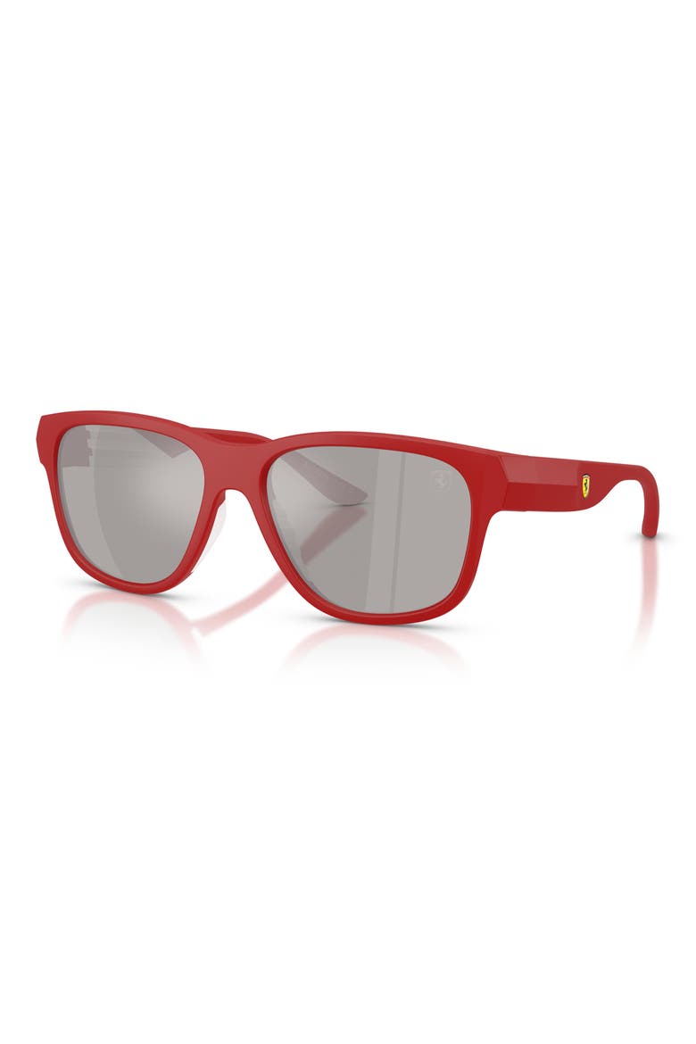57mm Pillow Sunglasses, Alternate, color, RED MATTE / GREY MIRROR