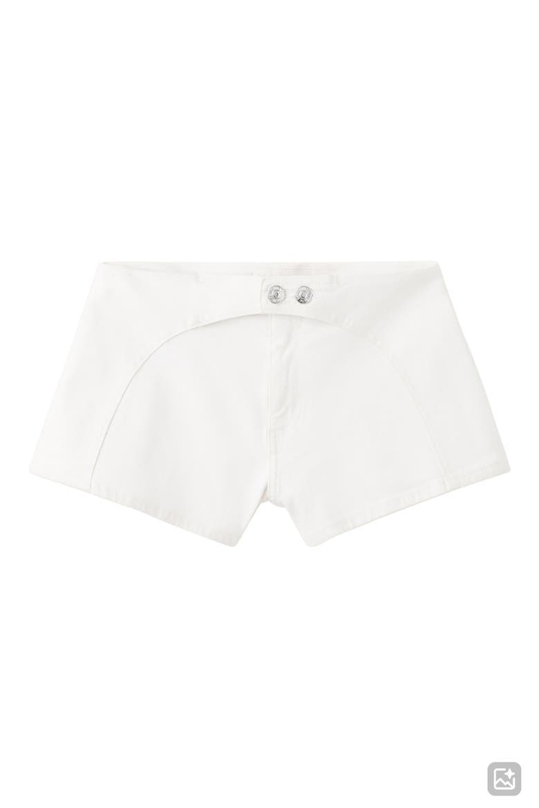 Denim Minishorts, Alternate, color, OFF WHITE
