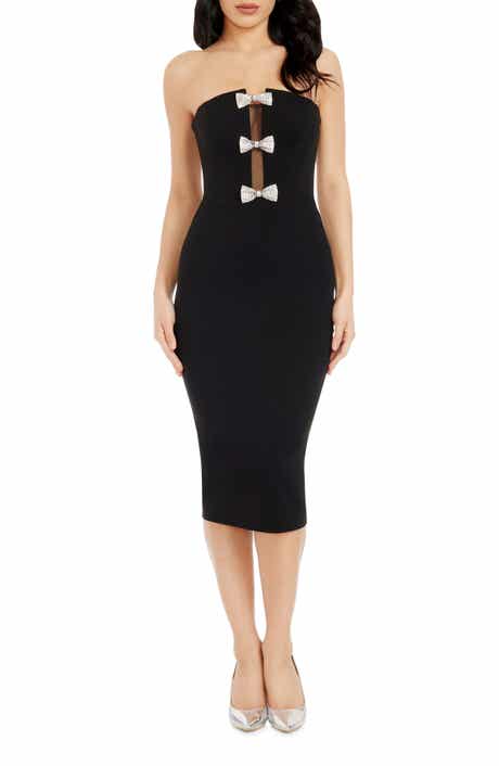 Dress the Population Erica Sequin Bow Strapless Cocktail Sheath Dress