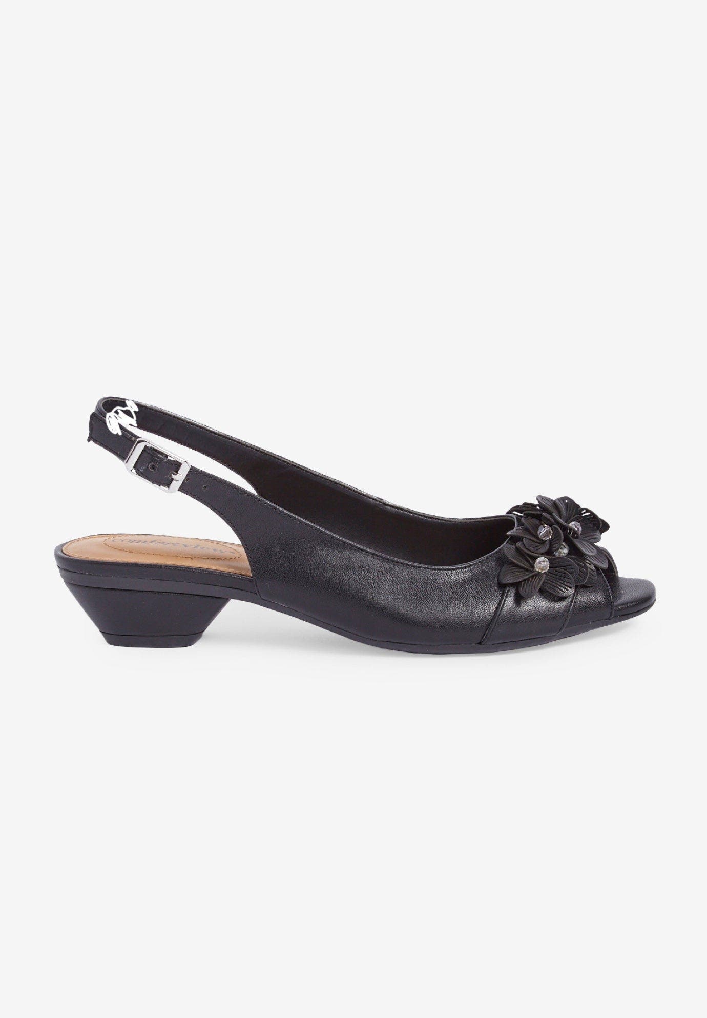 Comfortview The Rider Leather-Like Slingback, Alternate, color, Black