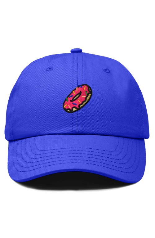 Dalix Donut Embroidered Adjustable Cap In Royal Blue
