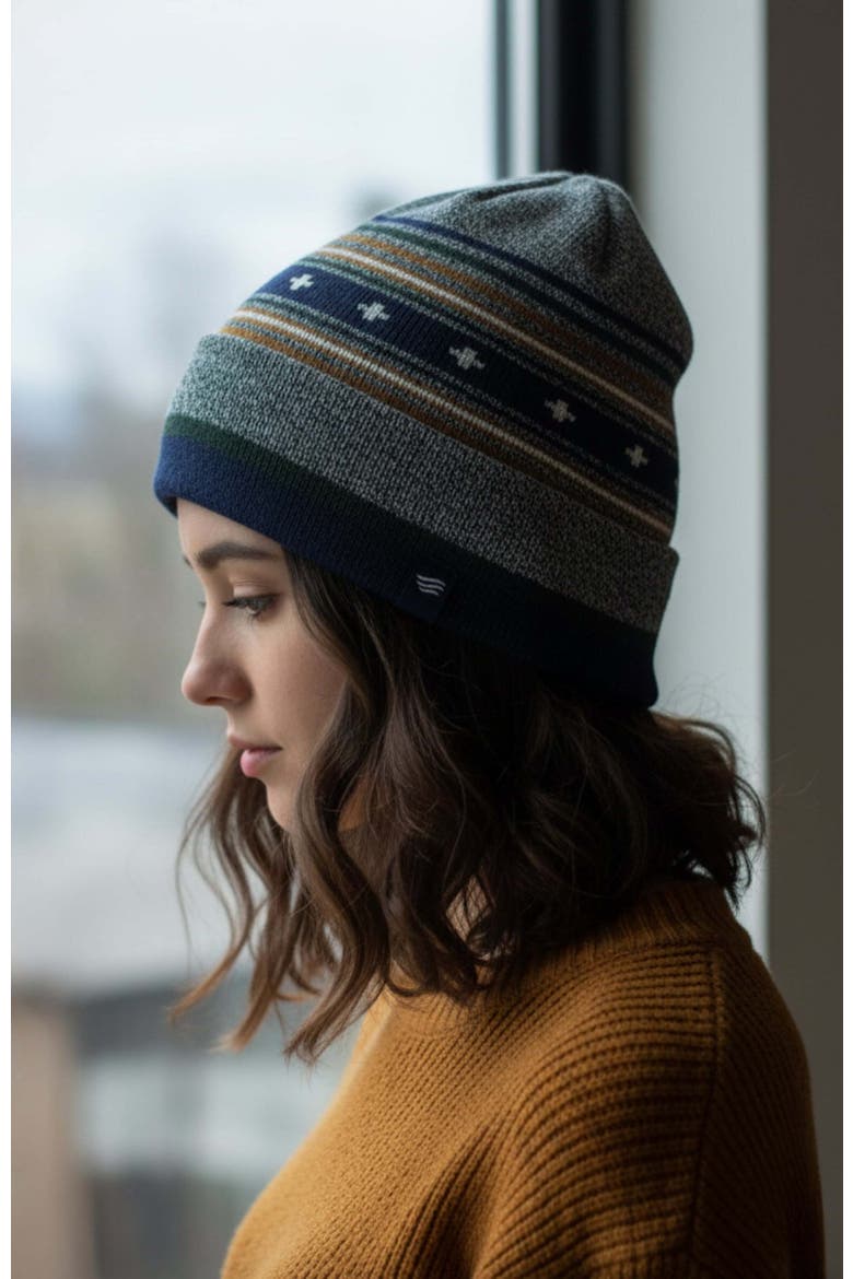 The Merino Wool Slouchy Modern Fair Isle Beanie, Alternate, color, Teal