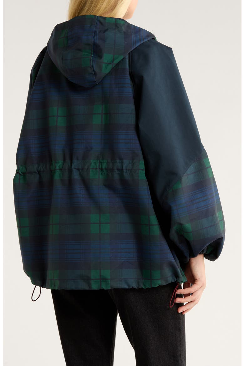 Liu Water Resistant Plaid Raincoat, Alternate, color, NAVY