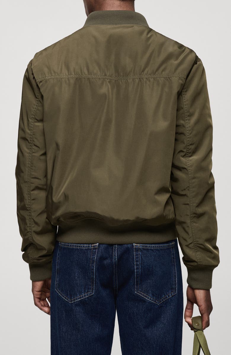 MANGO Water Repellent Quilted Bomber Jacket, Alternate, color, 