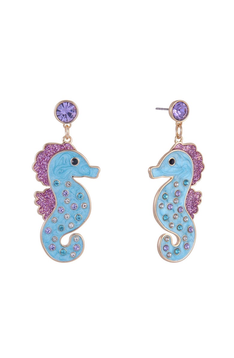 Hallmark Blue Seahorse Earrings, Main, color, Blue