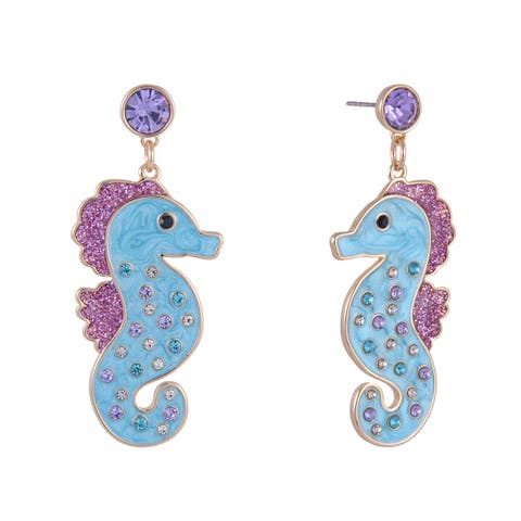 Blue Seahorse Earrings