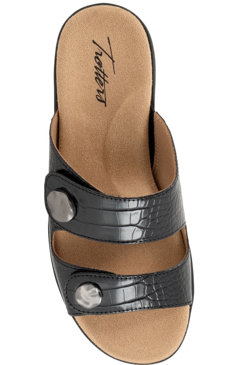 Trotters Ruthie Croc Embossed Slide Sandal - Multiple Widths Available, Alternate, color, Black