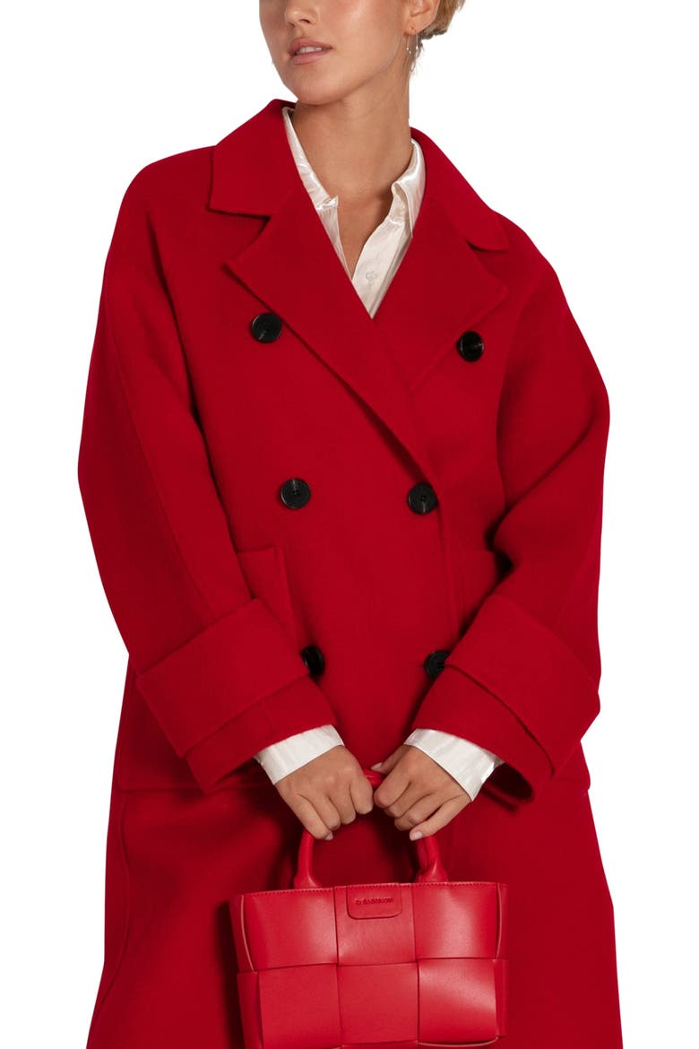 Rumour Has It Oversized Wool Blend Coat, Alternate, color, Red