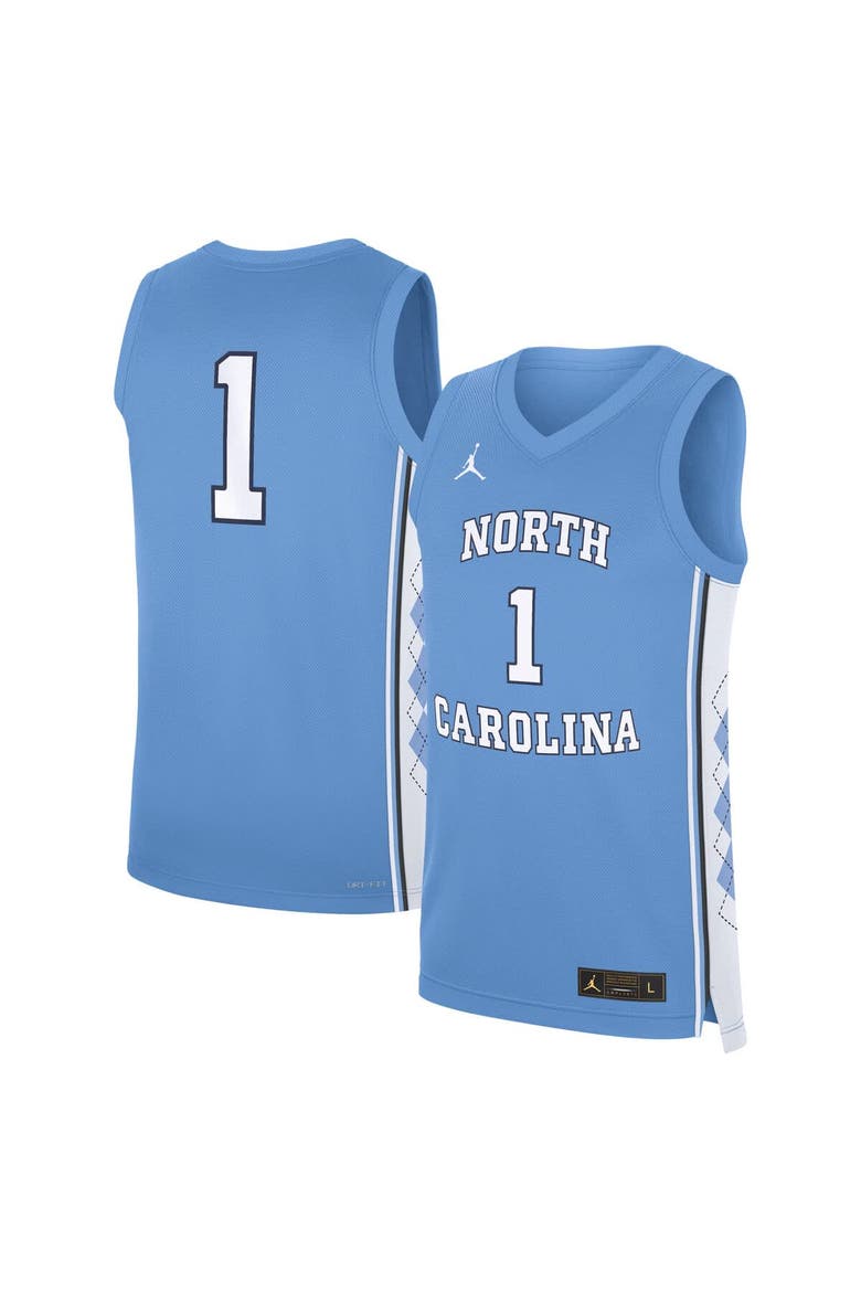 Men's Jordan Brand Carolina Blue North Carolina Tar Heels Road Replica Basketball Jersey, Main, color, Light Blue