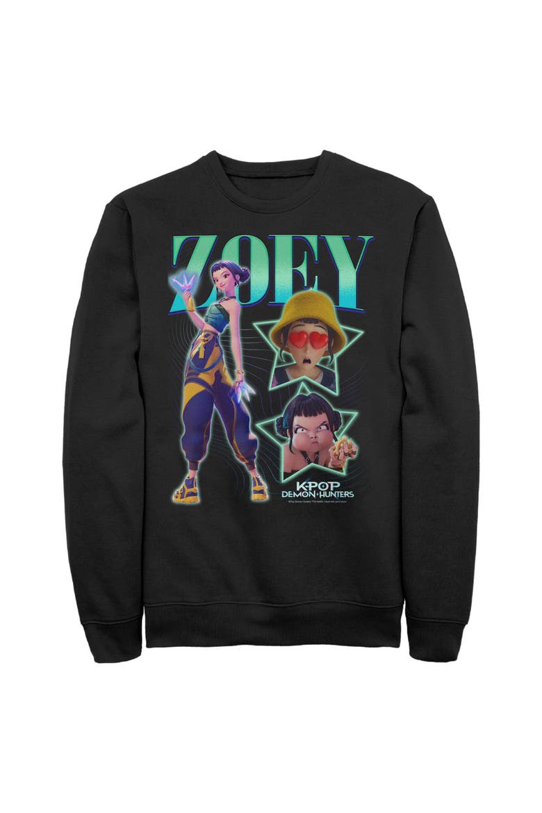 Men's Zoey Super Star Logo Long Sleeve Crewneck Sweatshirt, Main, color, Black