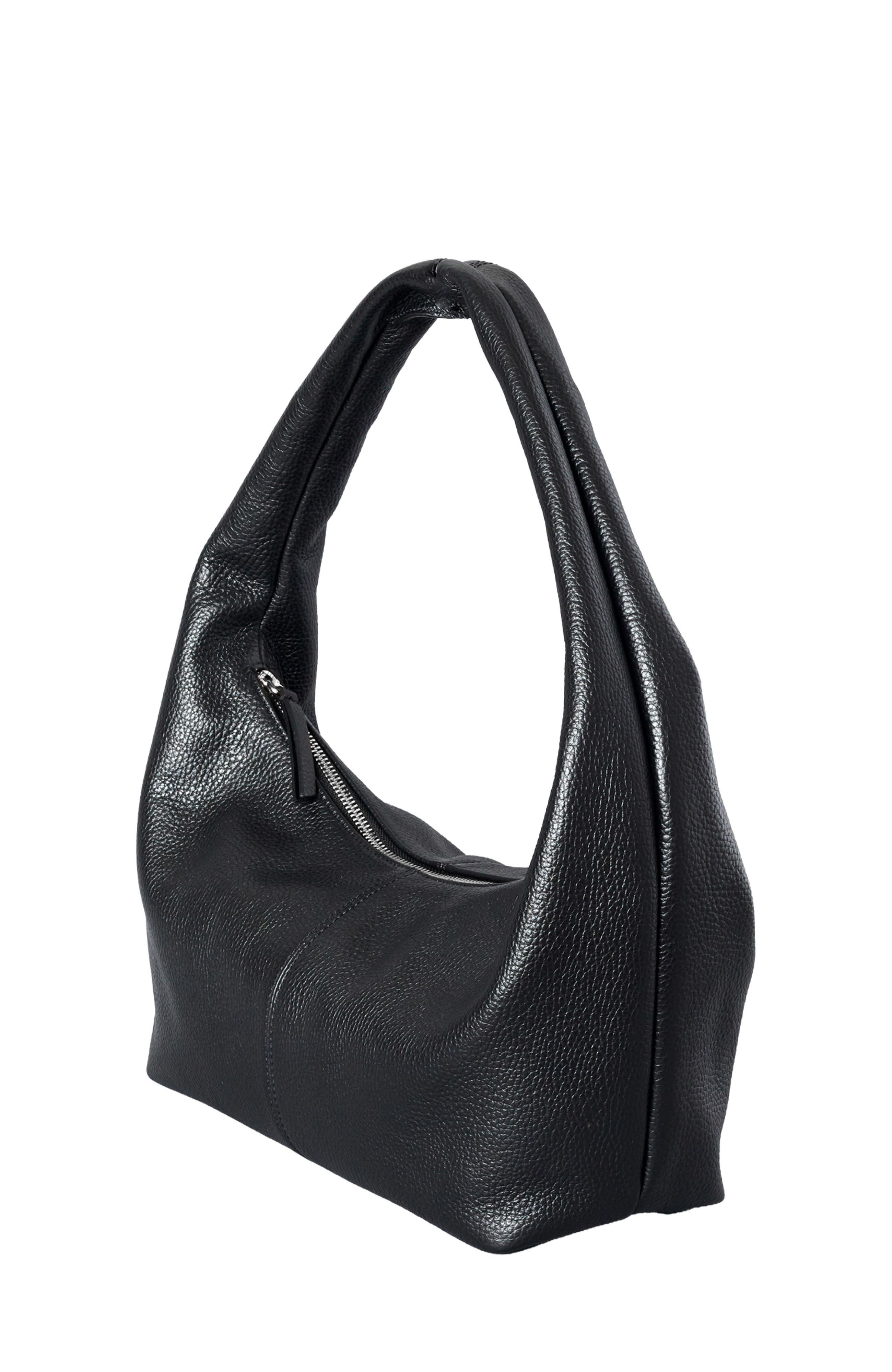 HYER GOODS Leather Everday Shoulder Bag, Alternate, color, Black/Silver