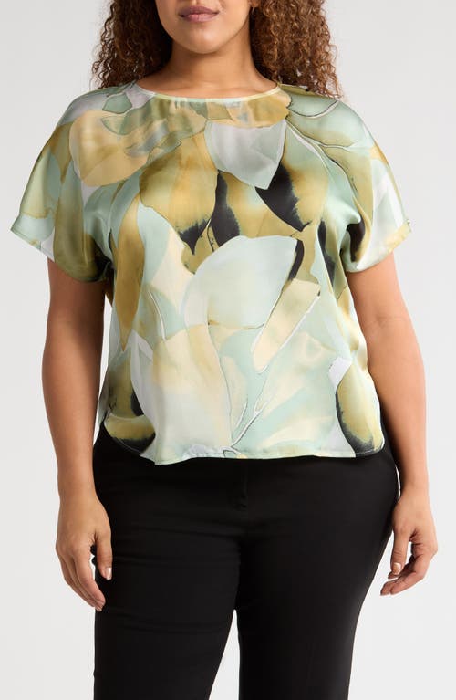 Anne Klein Print Top In Soft Aloe Multi