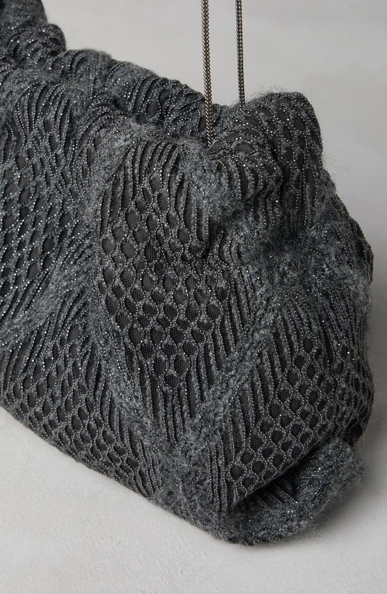 Brunello Cucinelli Precious Argyle Embroidery bag in virgin wool, mohair, cashmere and silk, Alternate, color,