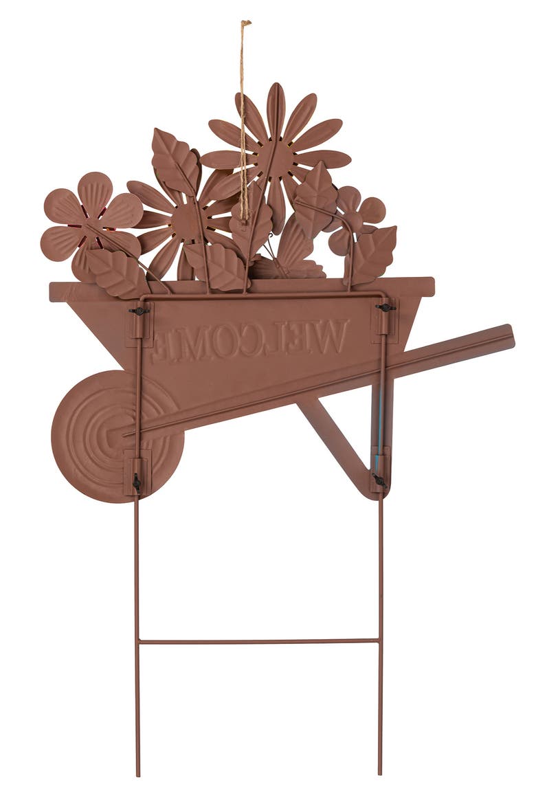 30"H Metal Spring Garden Cart Yardstake or Wall Décor, Alternate, color, Blue