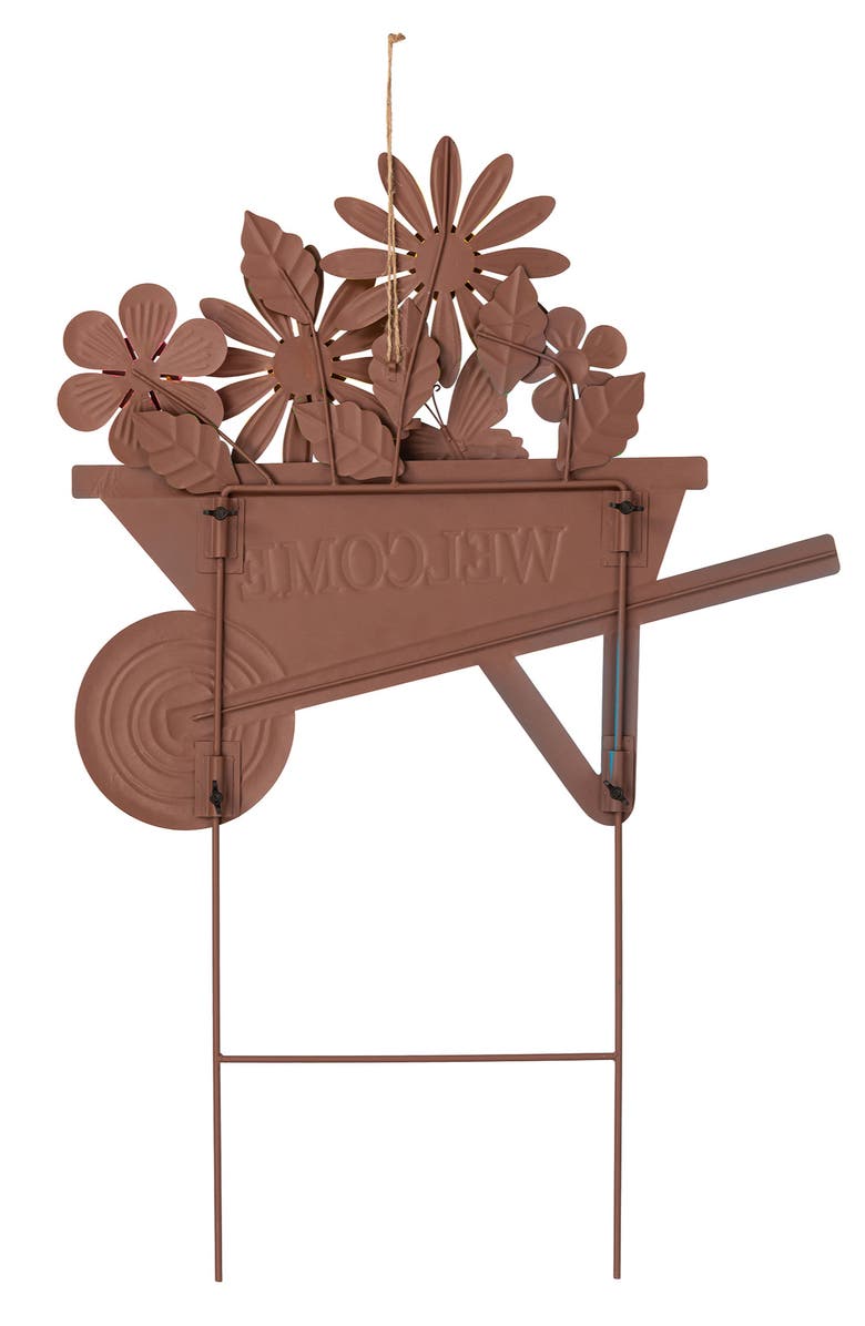 Glitzhome 30"H Metal Spring Garden Cart Yardstake or Wall Décor, Alternate, color, Blue