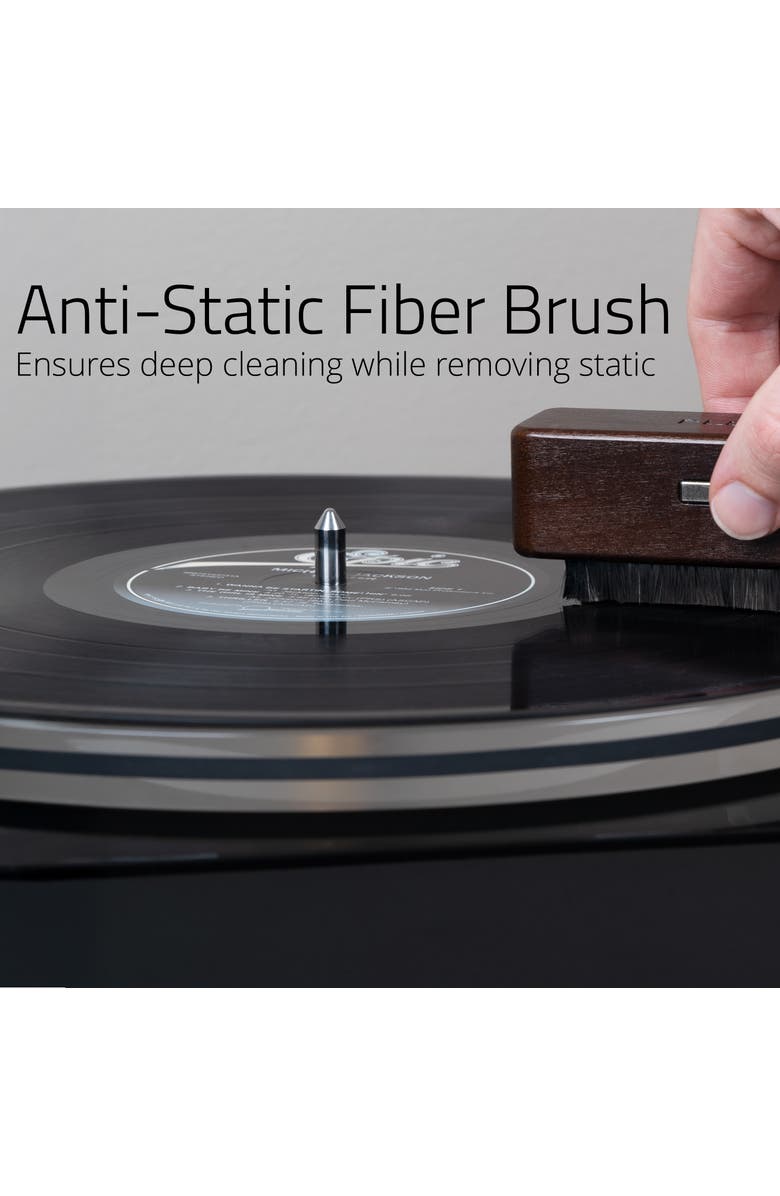 Fluance Vinyl Record Cleaning Kit with Anti-Static, Velvet & Stylus Brushes, Alternate, color, Natural Walnut