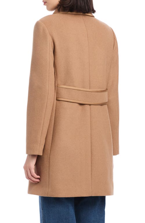 Kate Spade New York Satin Pipe Trim Wool Blend Coat In Brown