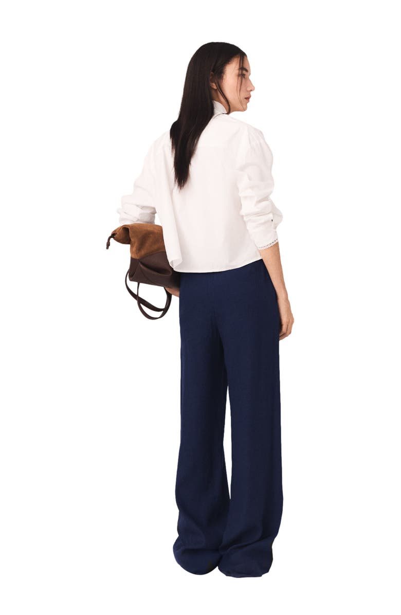 maje Linen-blend sailor trousers, Alternate, color, Navy