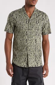 HUGO Ellino Logo Print Camp Shirt