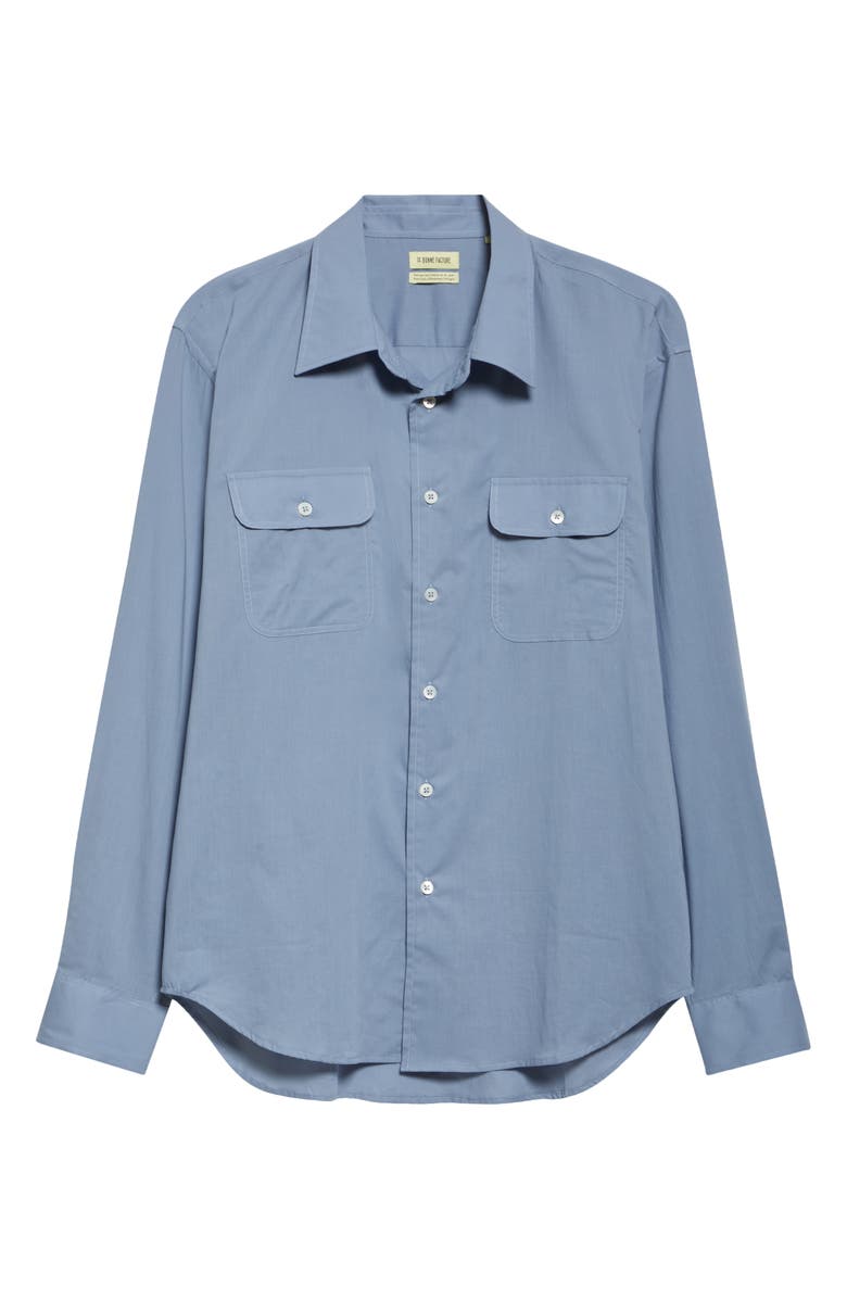 De Bonne Facture Artist Cotton & Hemp Button-Up Shirt, Alternate, color, Smoke Blue