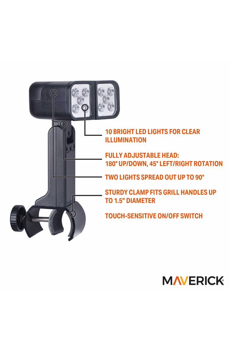 Maverick Fully Adjustable LED Grill Light, Alternate, color, Black