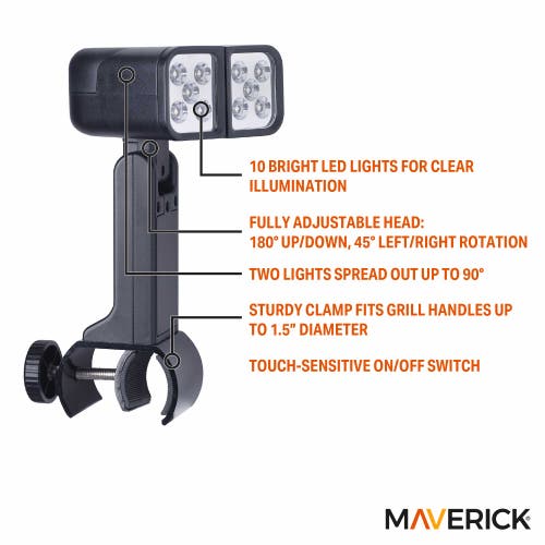 Maverick Fully Adjustable Led Grill Light In Black