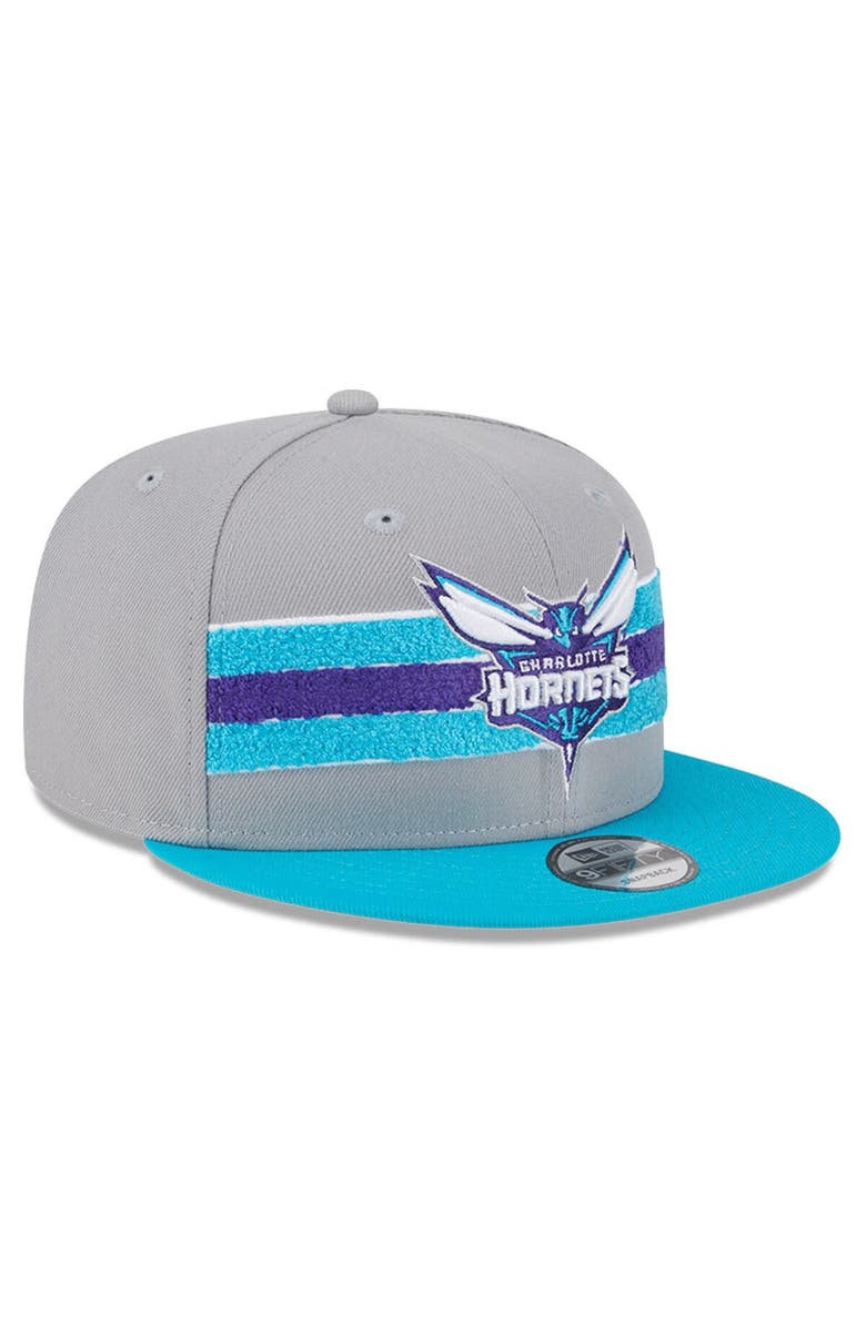 New Era Men's New Era Gray Charlotte Hornets Chenille Band 9FIFTY Snapback Hat, Alternate, color,
