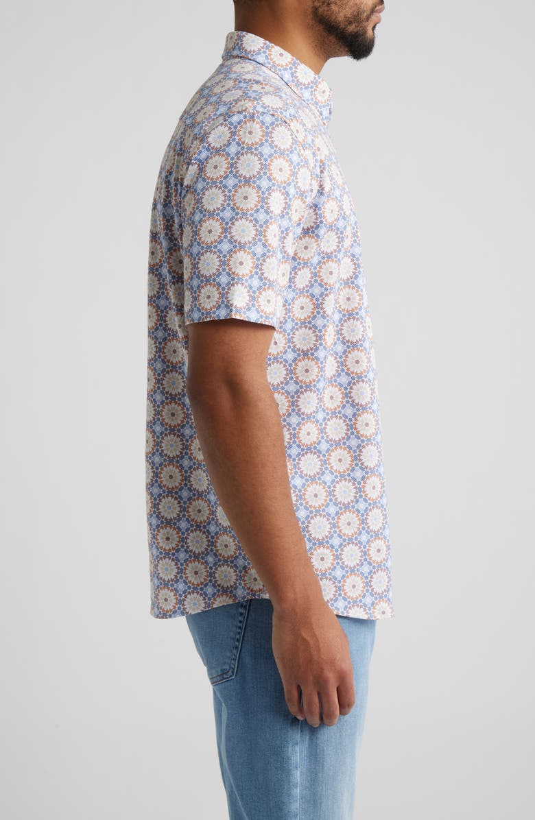 Johnston & Murphy XC Flex Ascend Short Sleeve Button-Up Shirt, Alternate, color, Multi Mosaic