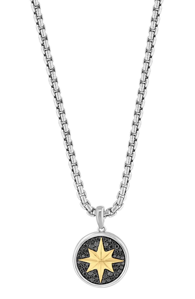 EFFY Sterling Silver Black Diamond Star Pendant Necklace, Alternate, color, Black
