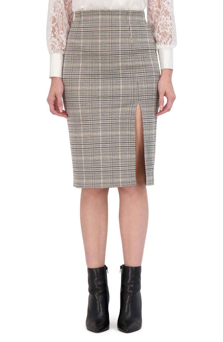 Ookie & Lala Front Slit Pencil Skirt, Main, color, Olive/ Ivory