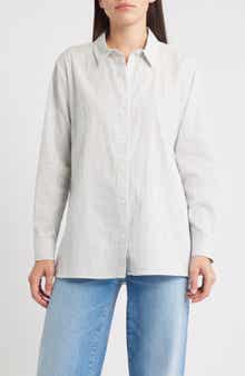 Eileen Fisher Classic Collar Easy Organic Cotton Button-Up Shirt