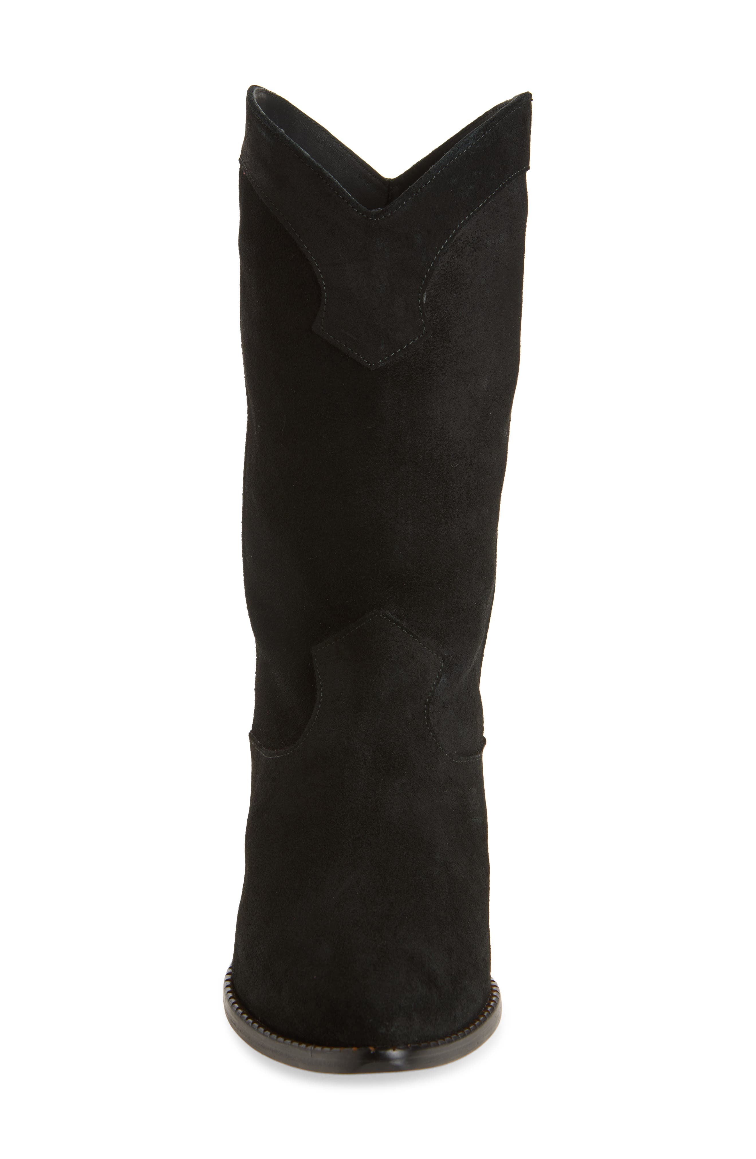 Loretta Western Leather Boot, Alternate, color, BLACK