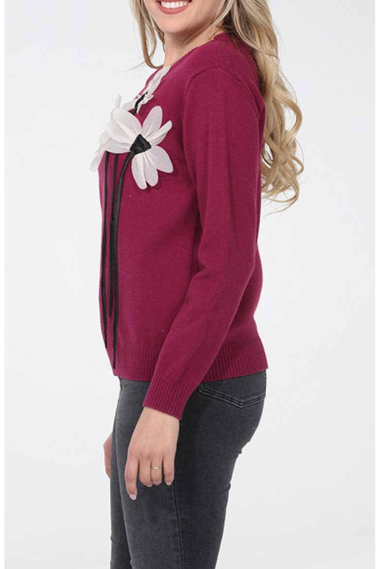 Floral String Sweater, Alternate, color, BURGUNDY