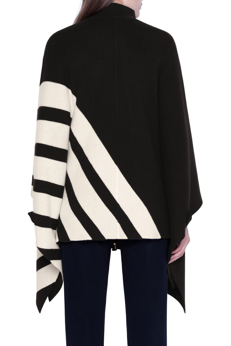 Intarsia Stripe Reversible Cashmere Cape, Alternate, color, BLACK JASMINE