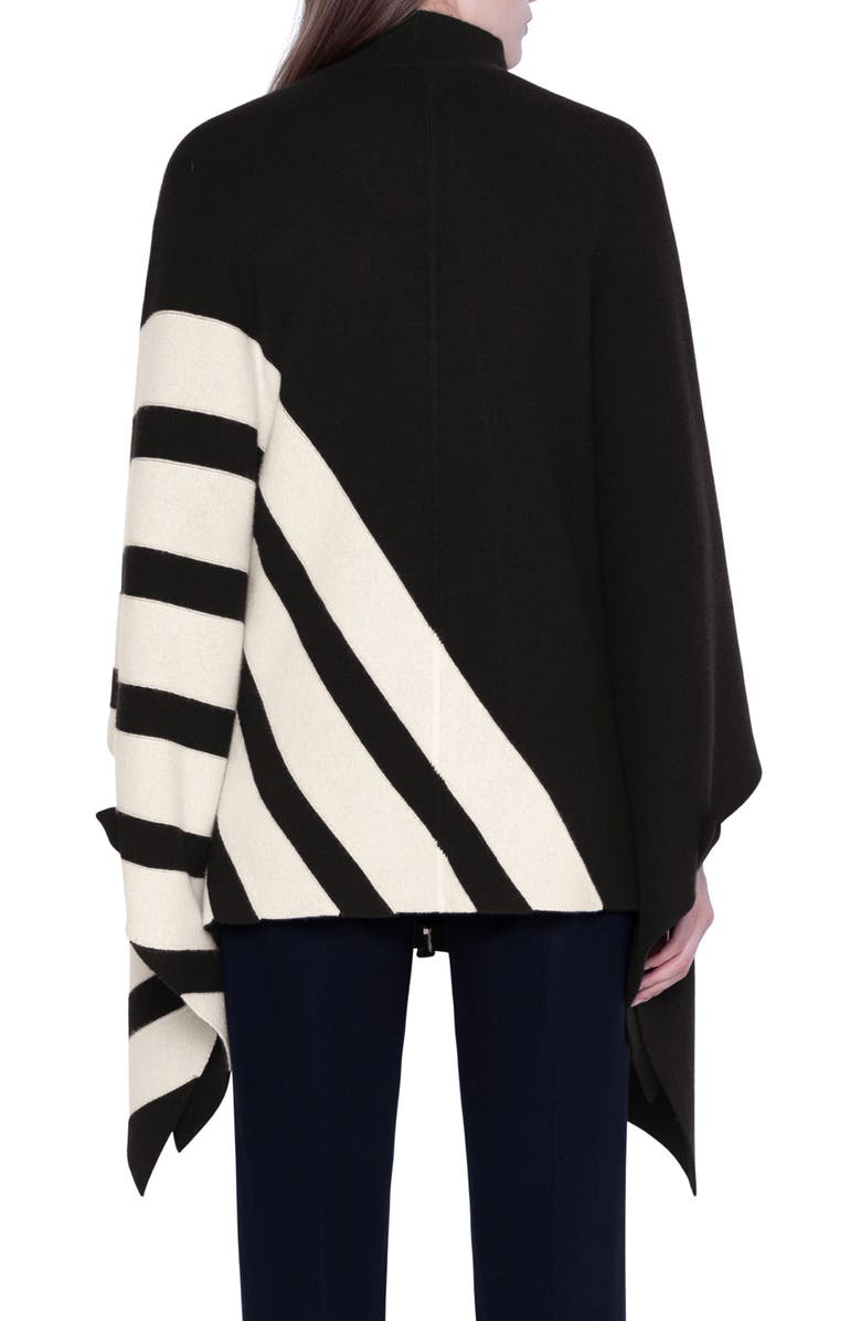 Akris Intarsia Stripe Reversible Cashmere Cape, Alternate, color, 