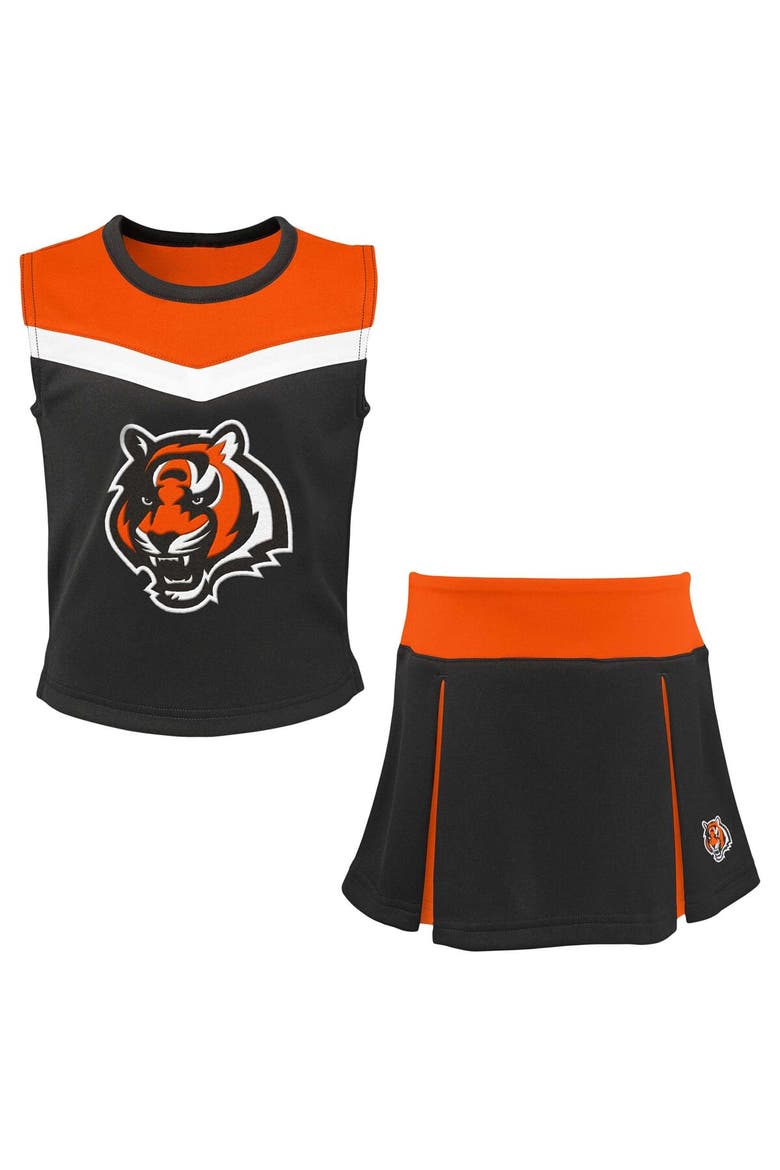 Girls Youth Black Cincinnati Bengals Spirit Two-Piece Cheerleader Set, Main, color, Black