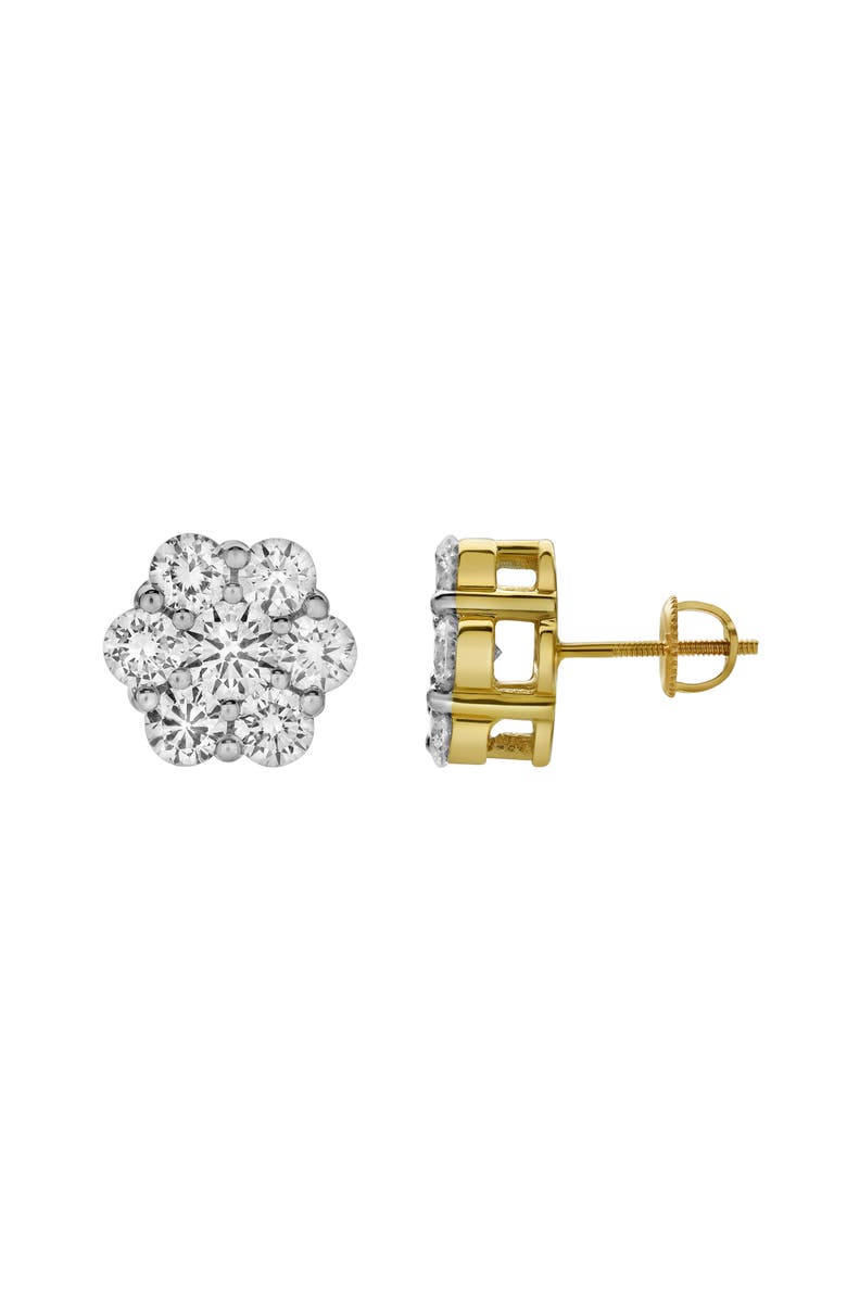 LuvMyJewelry Meadow 14K Yellow Gold Cluster Lab Grown Diamond Unisex Earrings - 3.11 Cts, Alternate, color, 14K Yellow Gold