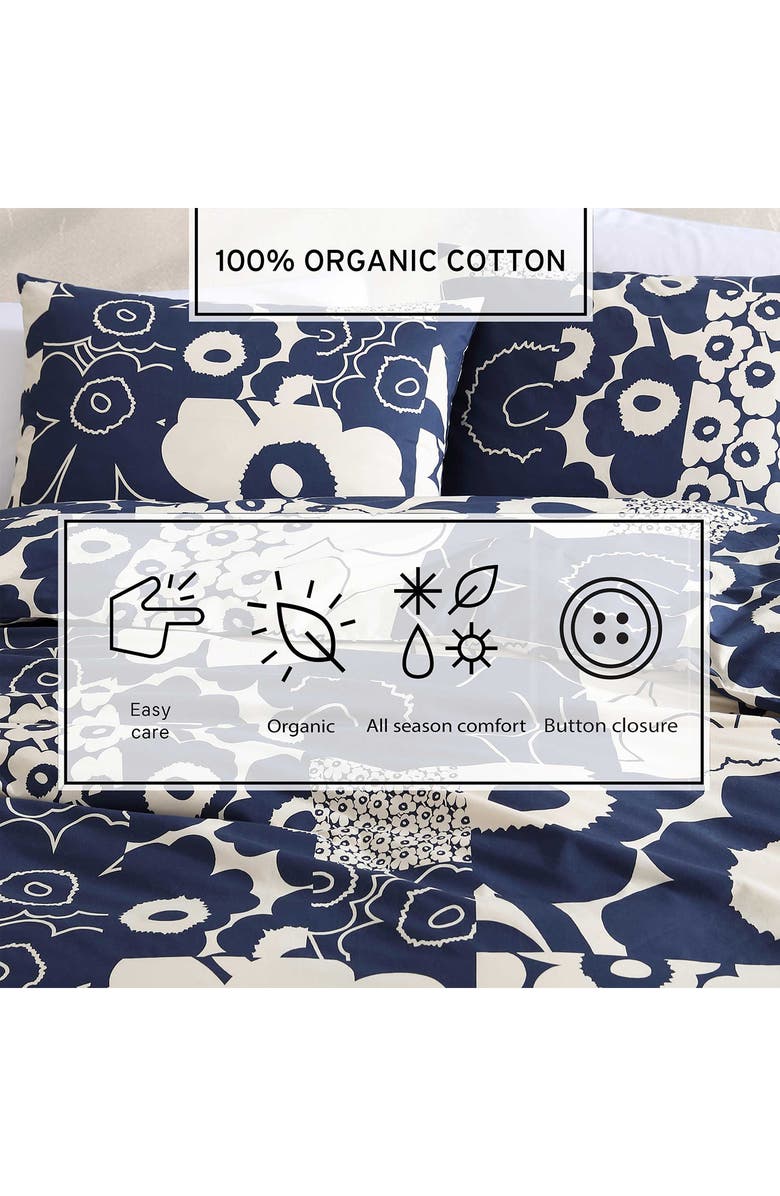 Marimekko Unikko Kollaasi Duver Cover & Shams Set, Alternate, color, Open Dark Blue