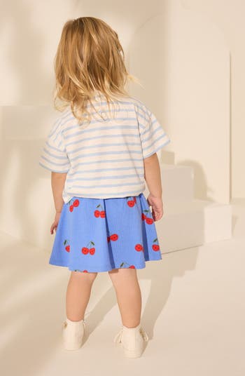 Kids' Ice Cream Cone Embellished Cotton Graphic T-Shirt & Print Skirt Set