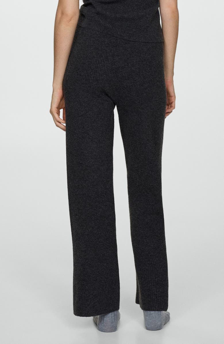 MANGO Rib Drawstring Pants, Alternate, color, Charcoal