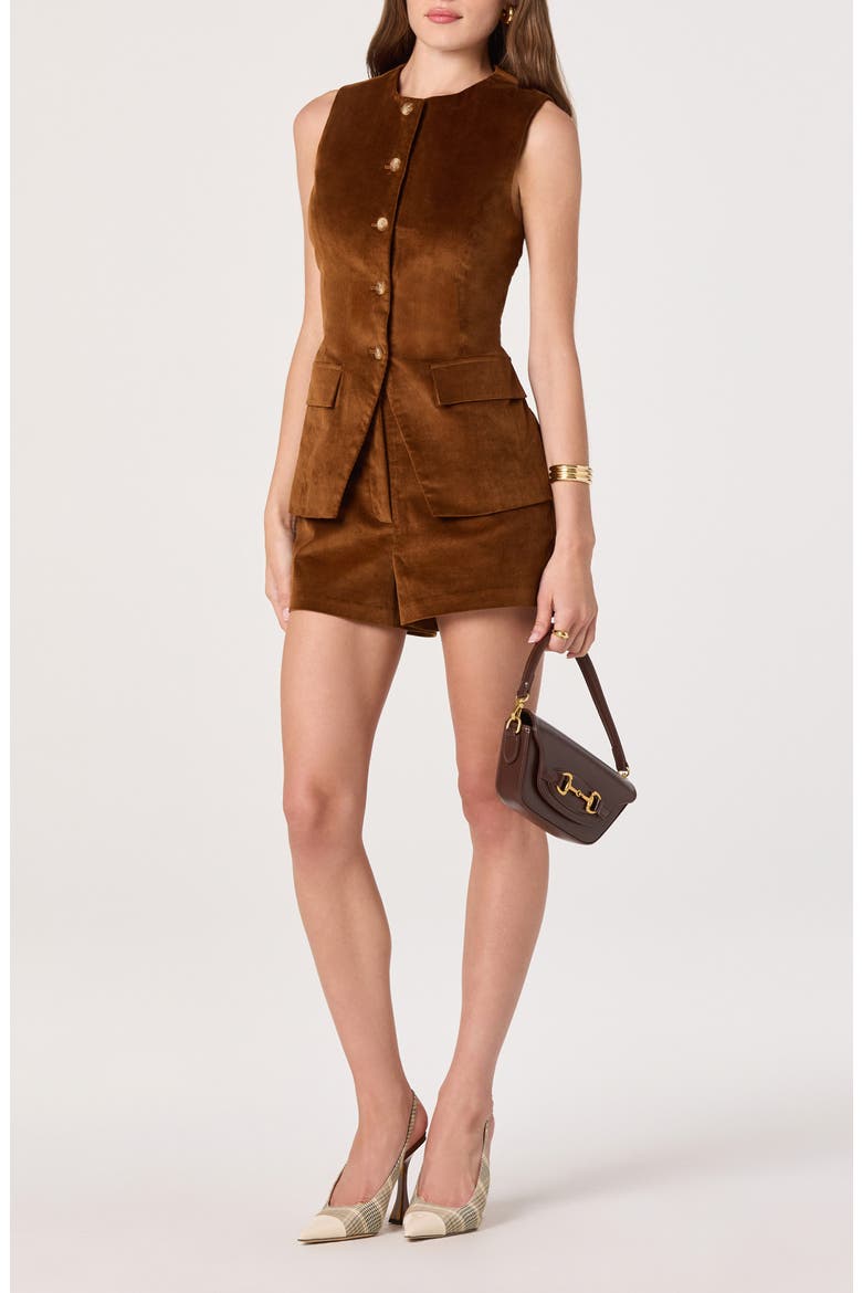 High Waist Corduroy Shorts, Alternate, color, NUTMEG