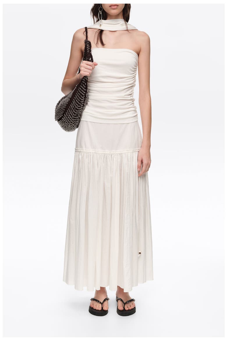 Gathered strapless top, Main, color, WHITE
